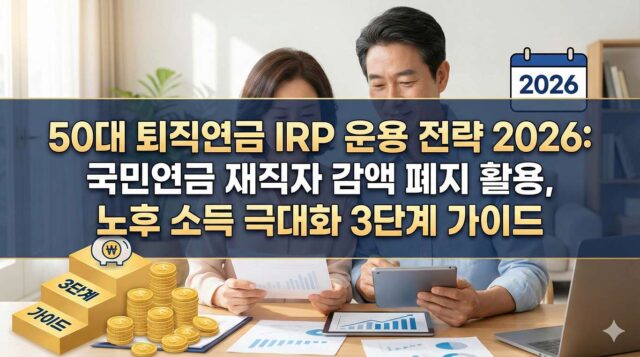 50대 퇴직연금 IRP 운용 전략 2026: 국민연금 재직자 감액 폐지 활용, 노후 소득 극대화 3단계 가이드