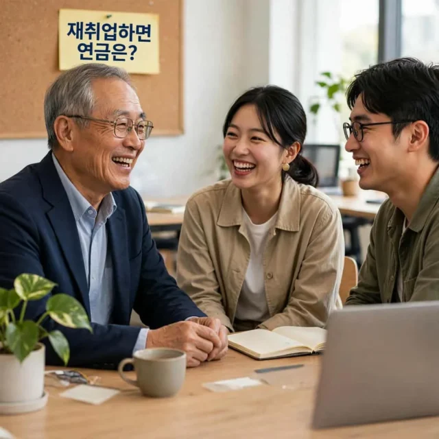 은퇴 후 재취업 시 국민연금 처리 안내 이미지